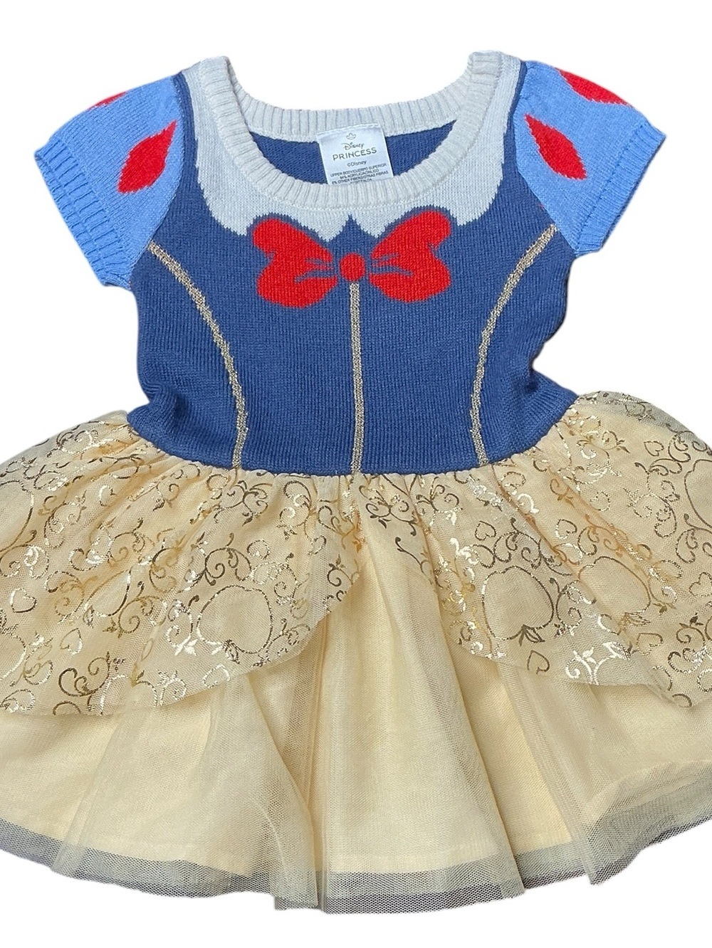 Disney Girls Snow White Dress Sweater Knit Bodice Tulle Skirt